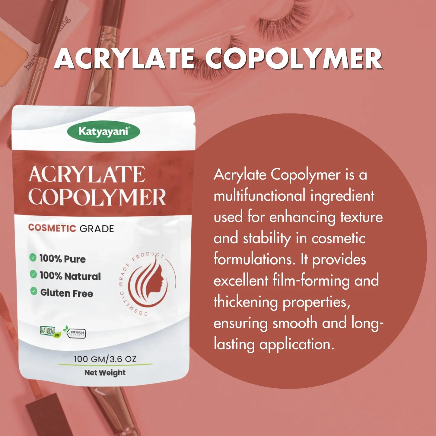 GGV Acrylate Copolymer for Skin and Hair Care |100 gm (3.6 oz)|Cosmetic Grade