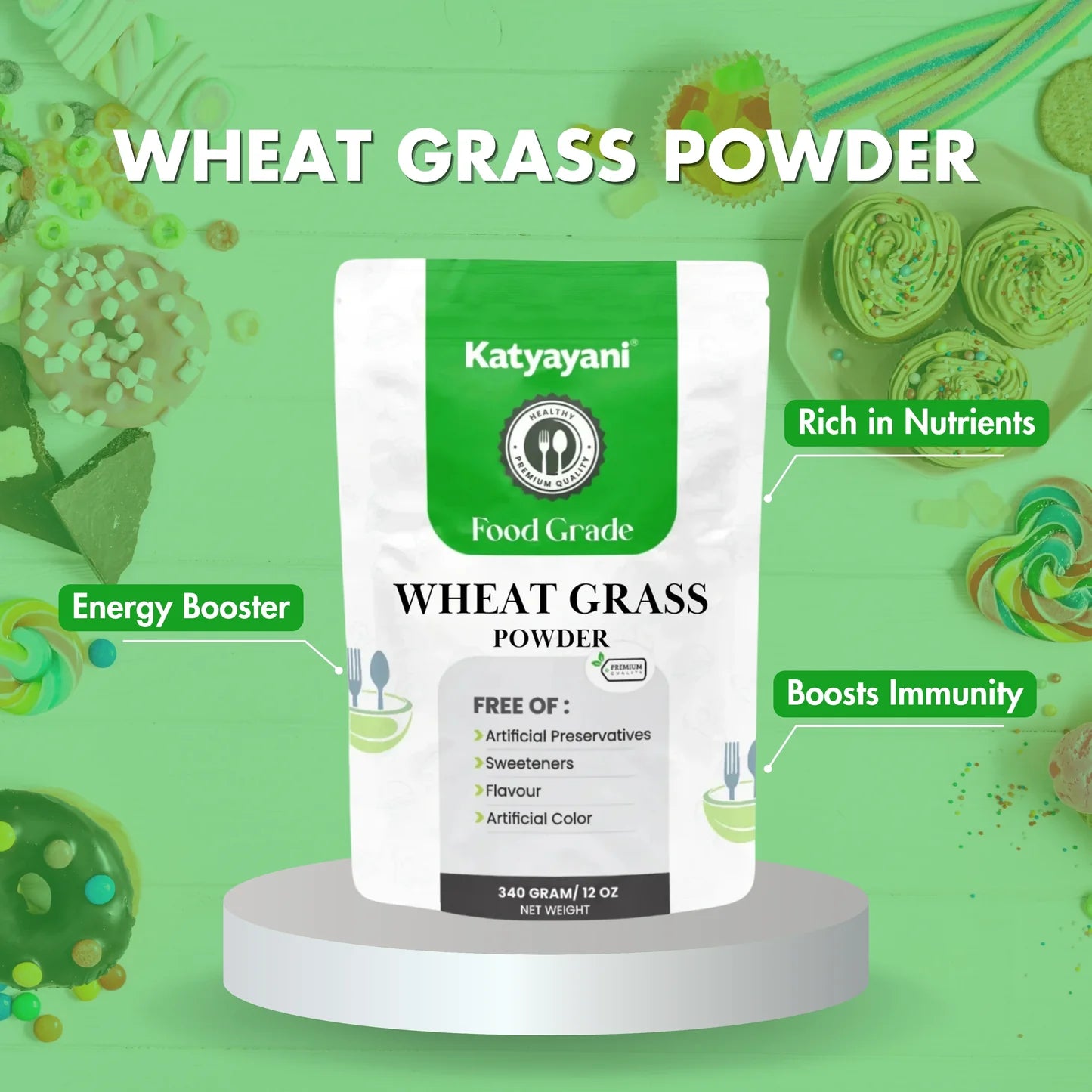 Wheat Grass Powder 454 gm (16 oz)-Food Grade
