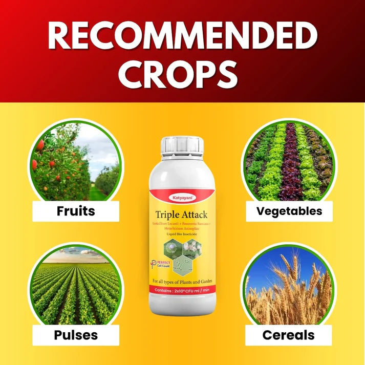 GGV Katyayani Triple Attack – Organic Liquid Bio-Insecticide (Verticillium + Beauveria + Metarhizium) | Triple Fungal Power for Complete Pest Control