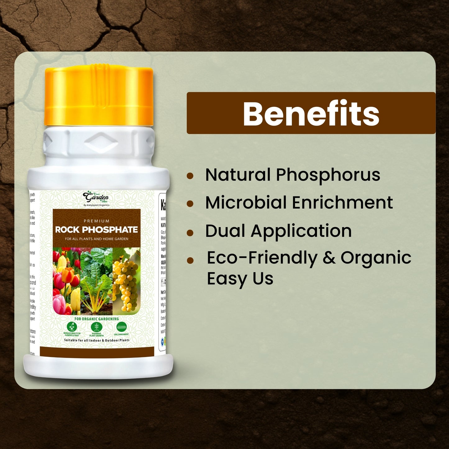 GGV ORGANICS Premium Rock Phosphate (Boost Root Growth & Flowering)