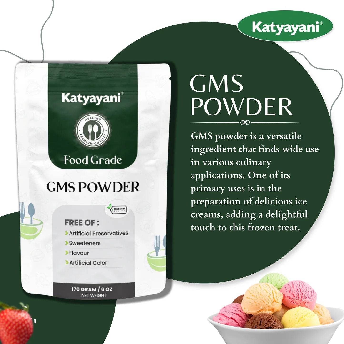 GGV GMS Powder 100 gm (3.52 oz)-Food Grade