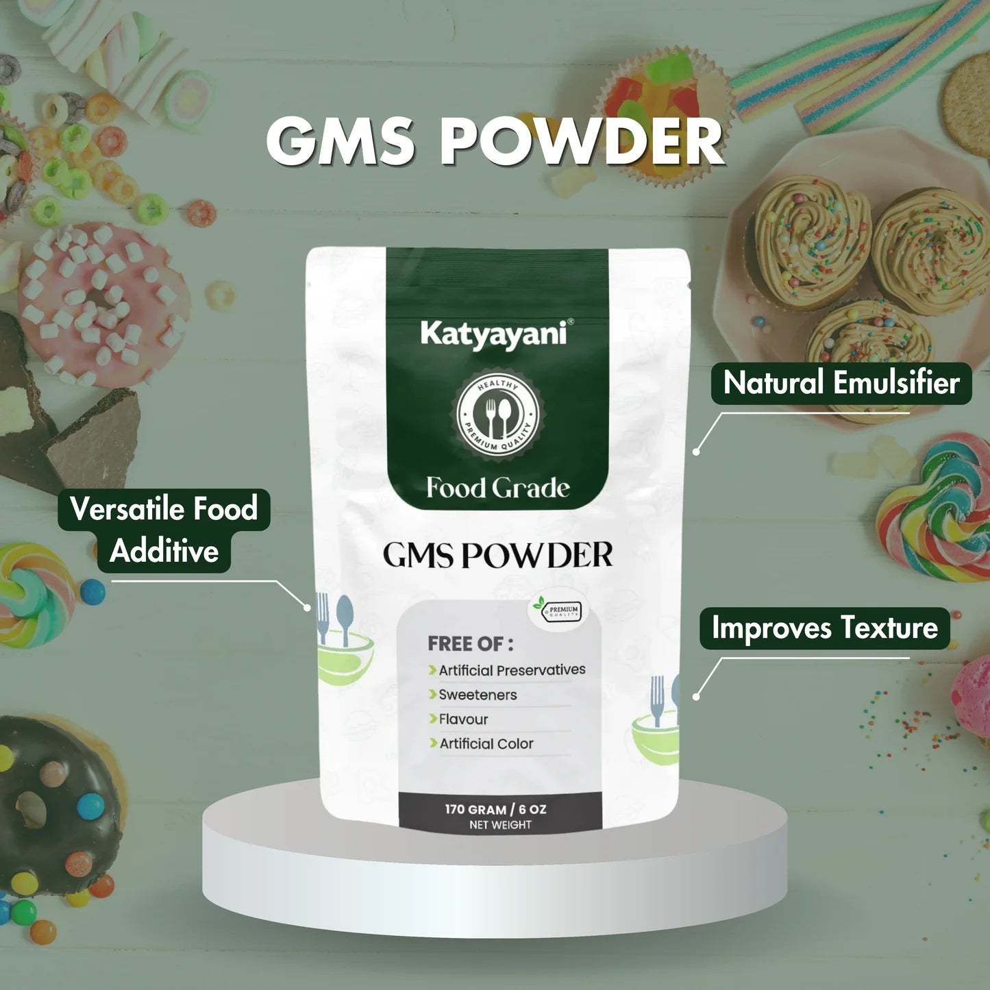 GGV GMS Powder 100 gm (3.52 oz)-Food Grade