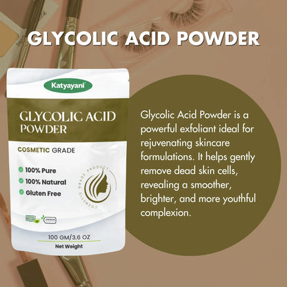 GGV Glycolic Acid Powder 100 gm (3.6 oz)-Cosmetic Grade | Deep Cleansing & Brightening for All Skin Types