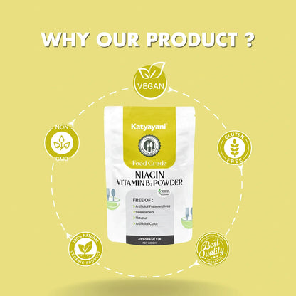 GGV Niacin Powder - Vitamin B3 Supplement 453 gm (1lb)-Food Grade