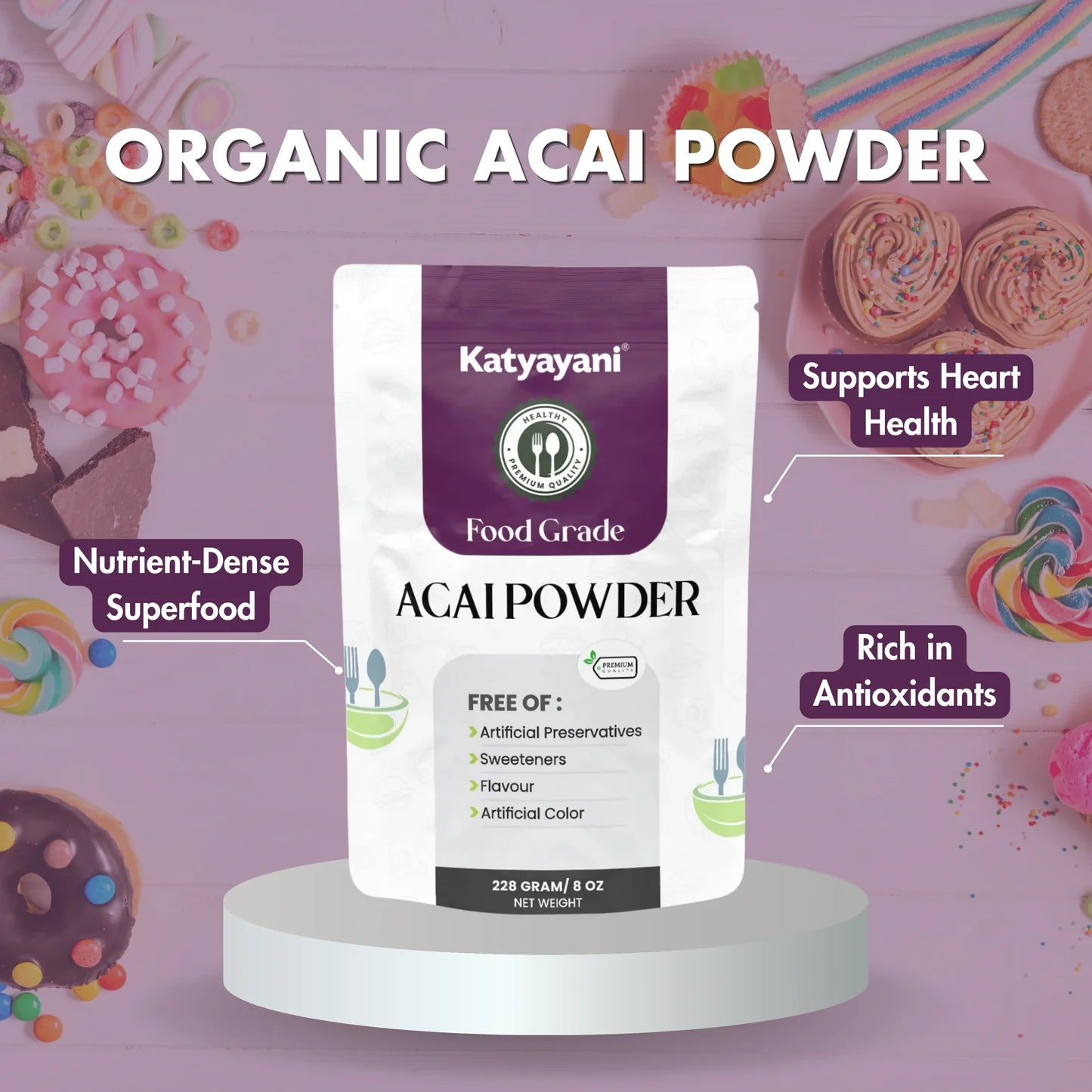 GGV Organic Acai Powder Superfood, Vegan, Non-GMO, Gluten Free -Food Grade