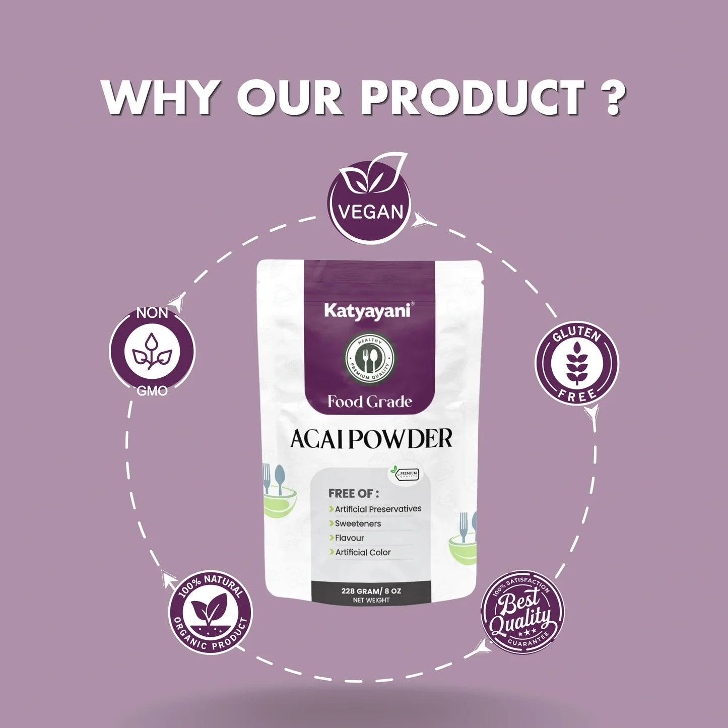GGV Organic Acai Powder Superfood, Vegan, Non-GMO, Gluten Free -Food Grade