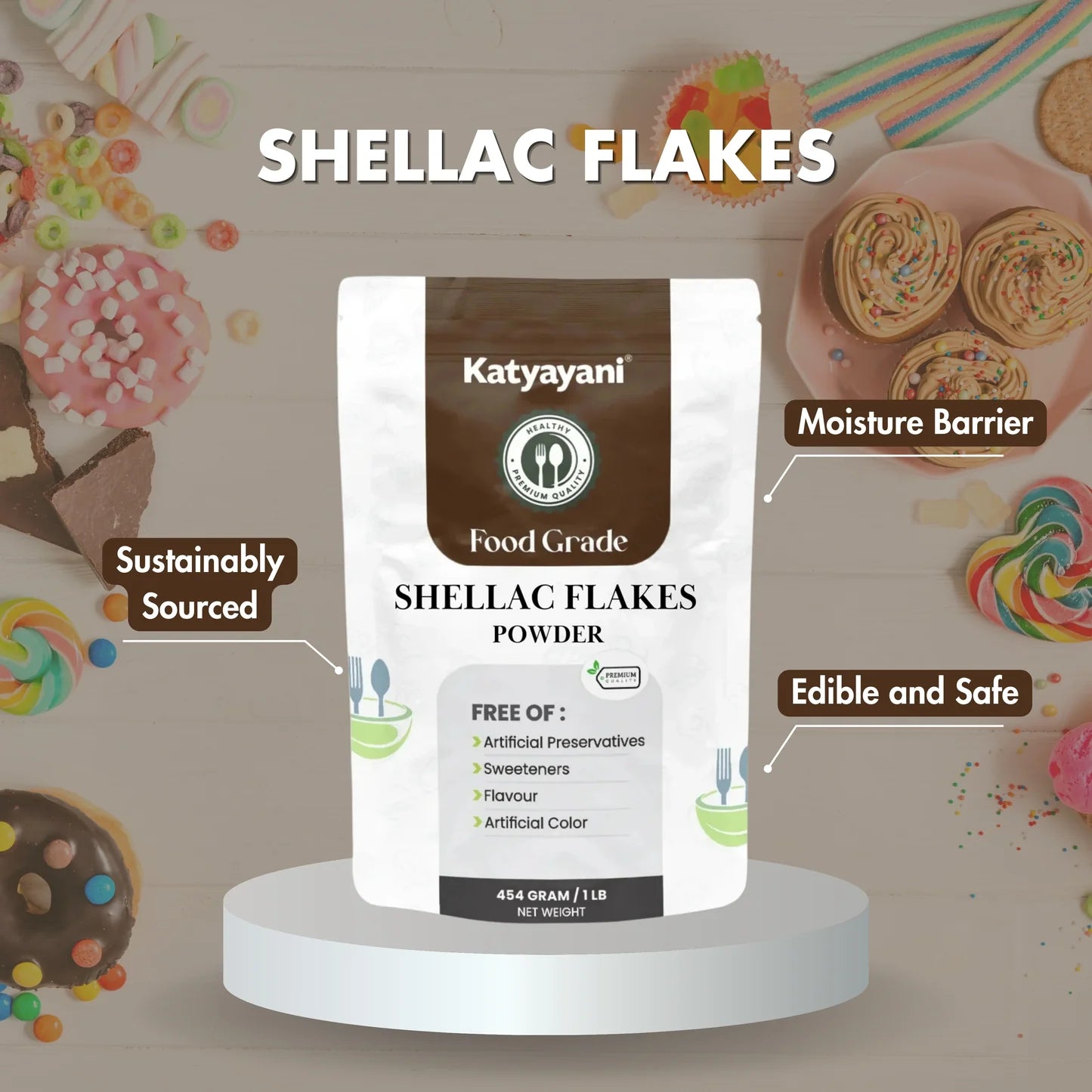 GGV Shellac Flakes 454 gm (1lb)- Food Grade