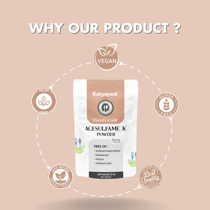 GGV Acesulfame Potassium Food Grade 340gm (12oz) | Sugar-Free Sweetener for Cooking & Drinks