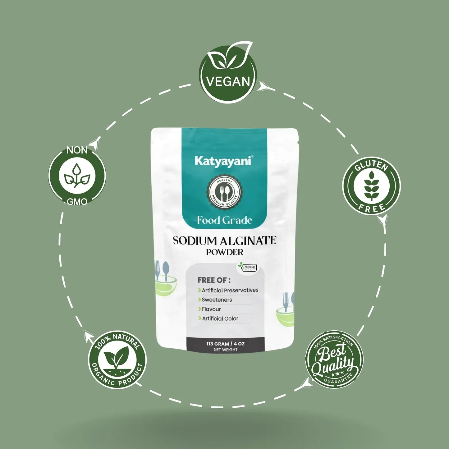 GGV Sodium Alginate 113 gm (4oz)-Food Grade (Natural Plant Growth Promoter & Soil Conditioner)