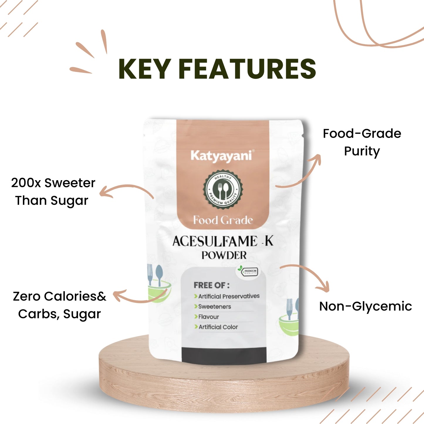 GGV Acesulfame Potassium Food Grade 340gm (12oz) | Sugar-Free Sweetener for Cooking & Drinks