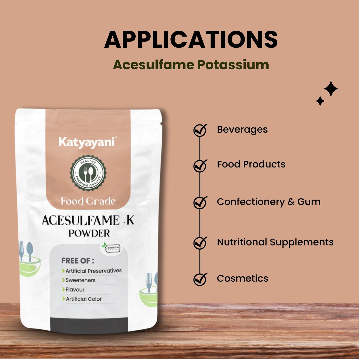 GGV Acesulfame Potassium Food Grade 340gm (12oz) | Sugar-Free Sweetener for Cooking & Drinks