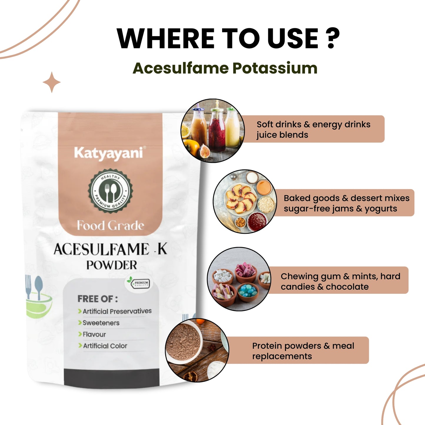 GGV Acesulfame Potassium Food Grade 340gm (12oz) | Sugar-Free Sweetener for Cooking & Drinks