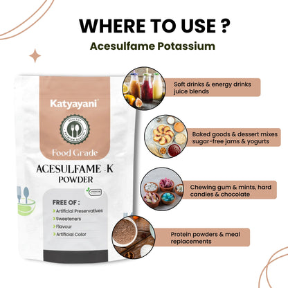 GGV Acesulfame Potassium Food Grade 340gm (12oz) | Sugar-Free Sweetener for Cooking & Drinks