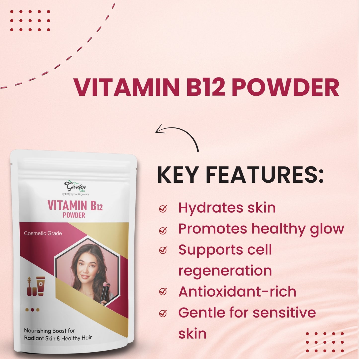 GGV Vitamin B12 Powder 113 gm (4 oz)-Cosmetic Grade |  Nourishing Boost for Radiant Skin & Healthy Hair