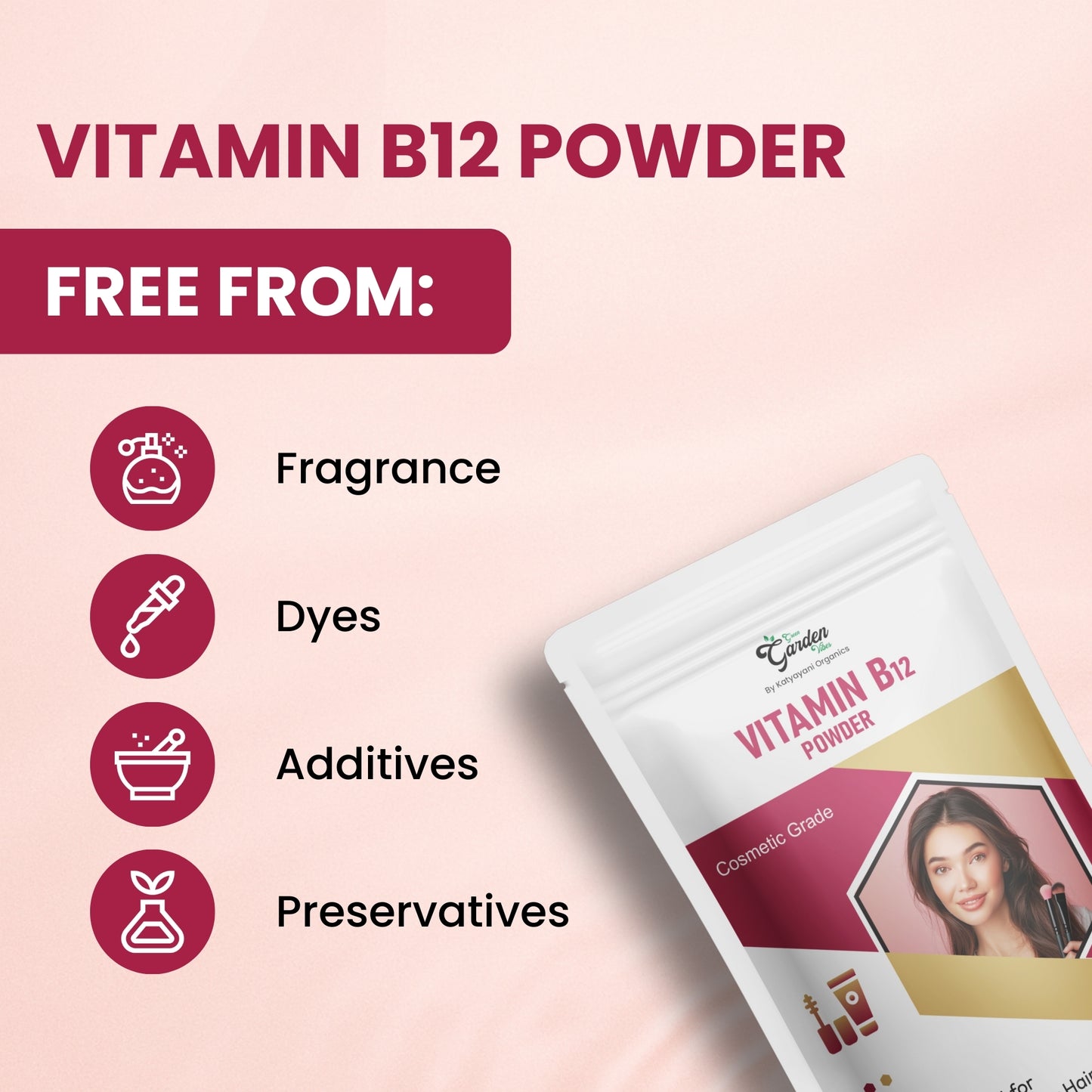 GGV Vitamin B12 Powder 113 gm (4 oz)-Cosmetic Grade |  Nourishing Boost for Radiant Skin & Healthy Hair