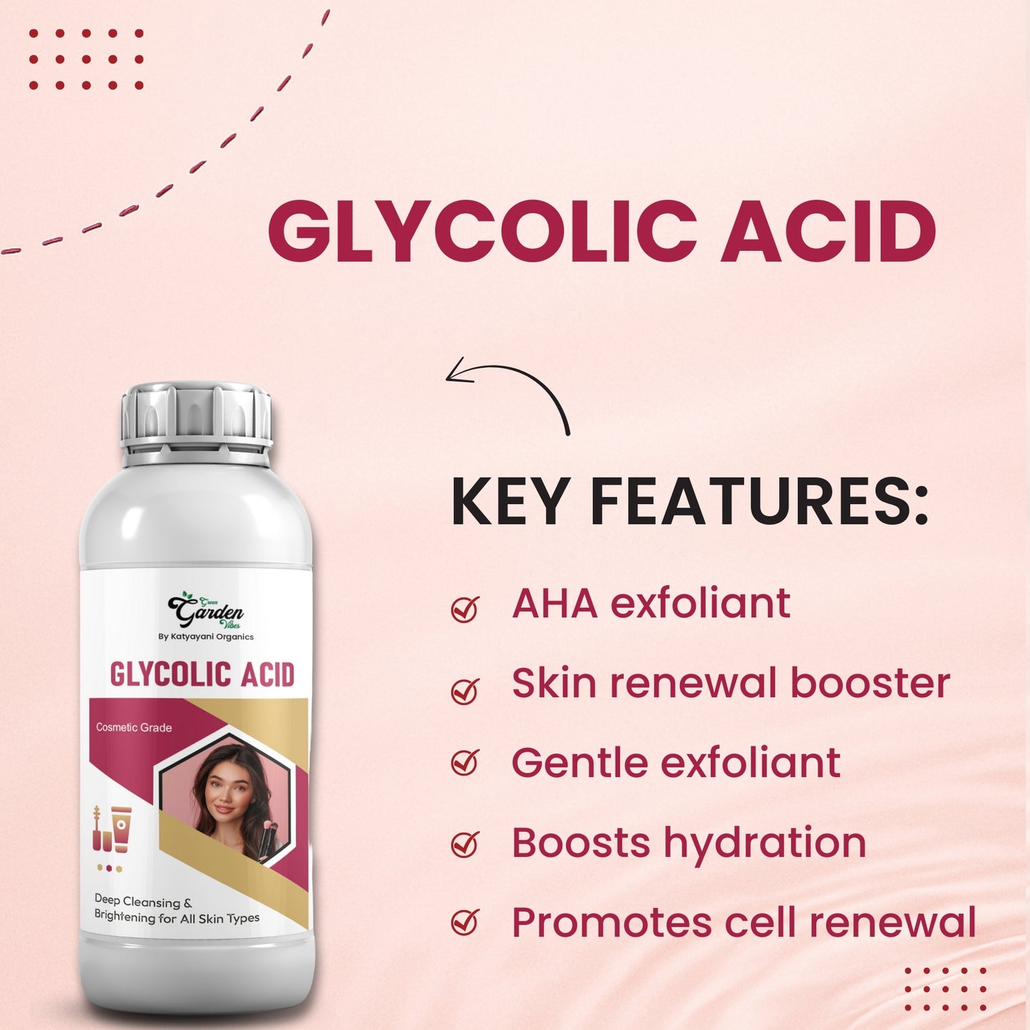 GGV Glycolic Acid Powder 100 gm (3.6 oz)-Cosmetic Grade | Deep Cleansing & Brightening for All Skin Types