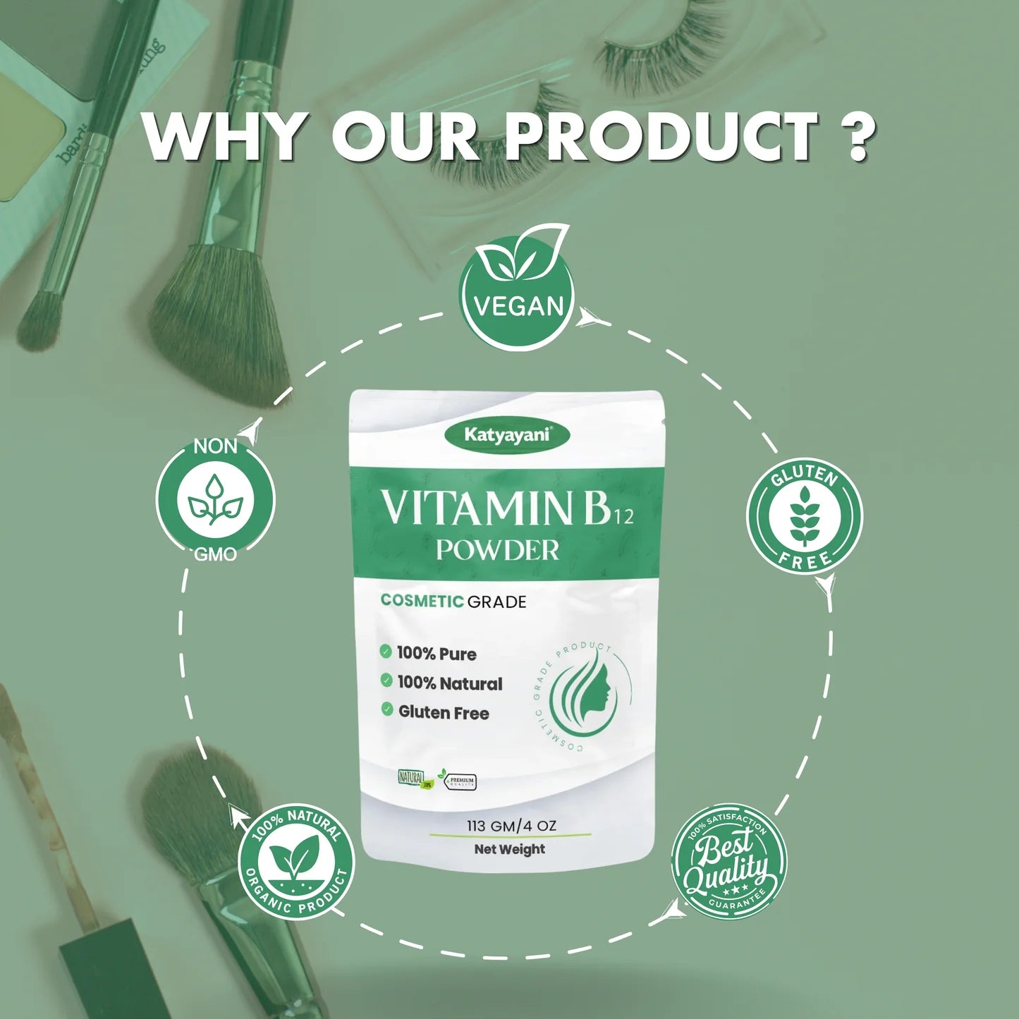 GGV Vitamin B12 Powder 113 gm (4 oz)-Cosmetic Grade |  Nourishing Boost for Radiant Skin & Healthy Hair