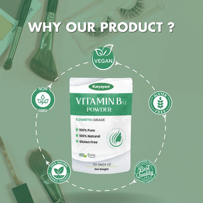 GGV Vitamin B12 Powder 113 gm (4 oz)-Cosmetic Grade |  Nourishing Boost for Radiant Skin & Healthy Hair