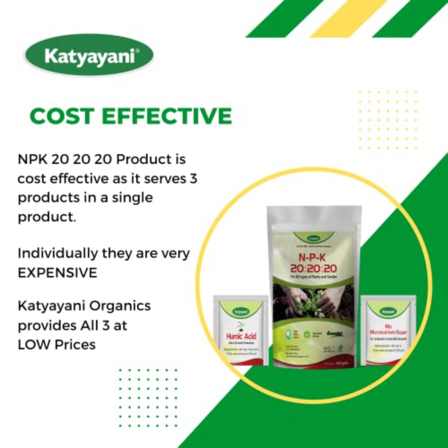 GGV NPK 20 20 20 Fertilizer with 2 Sample -Mix micronutrients and Organic Humic Acid