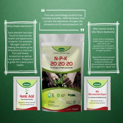 GGV NPK 20 20 20 Fertilizer with 2 Sample -Mix micronutrients and Organic Humic Acid