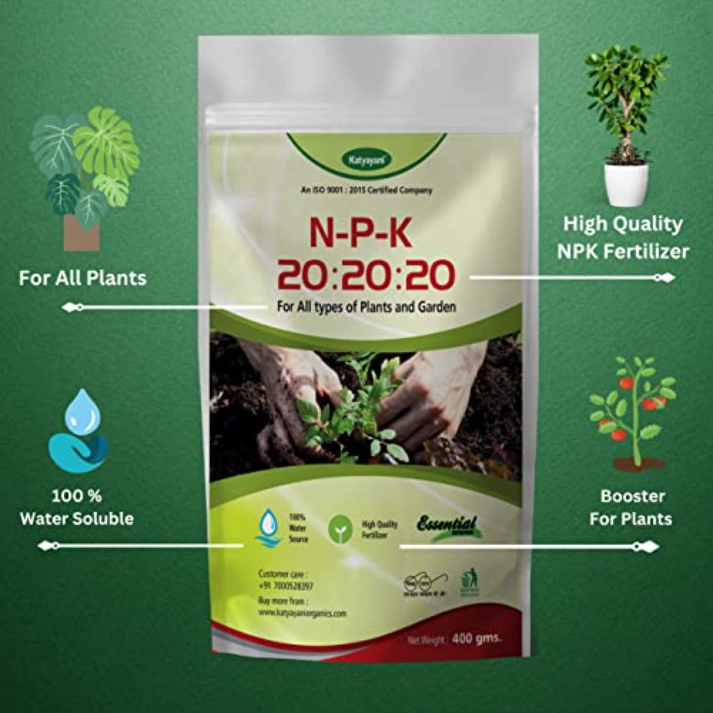 GGV NPK 20 20 20 Fertilizer with 2 Sample -Mix micronutrients and Organic Humic Acid